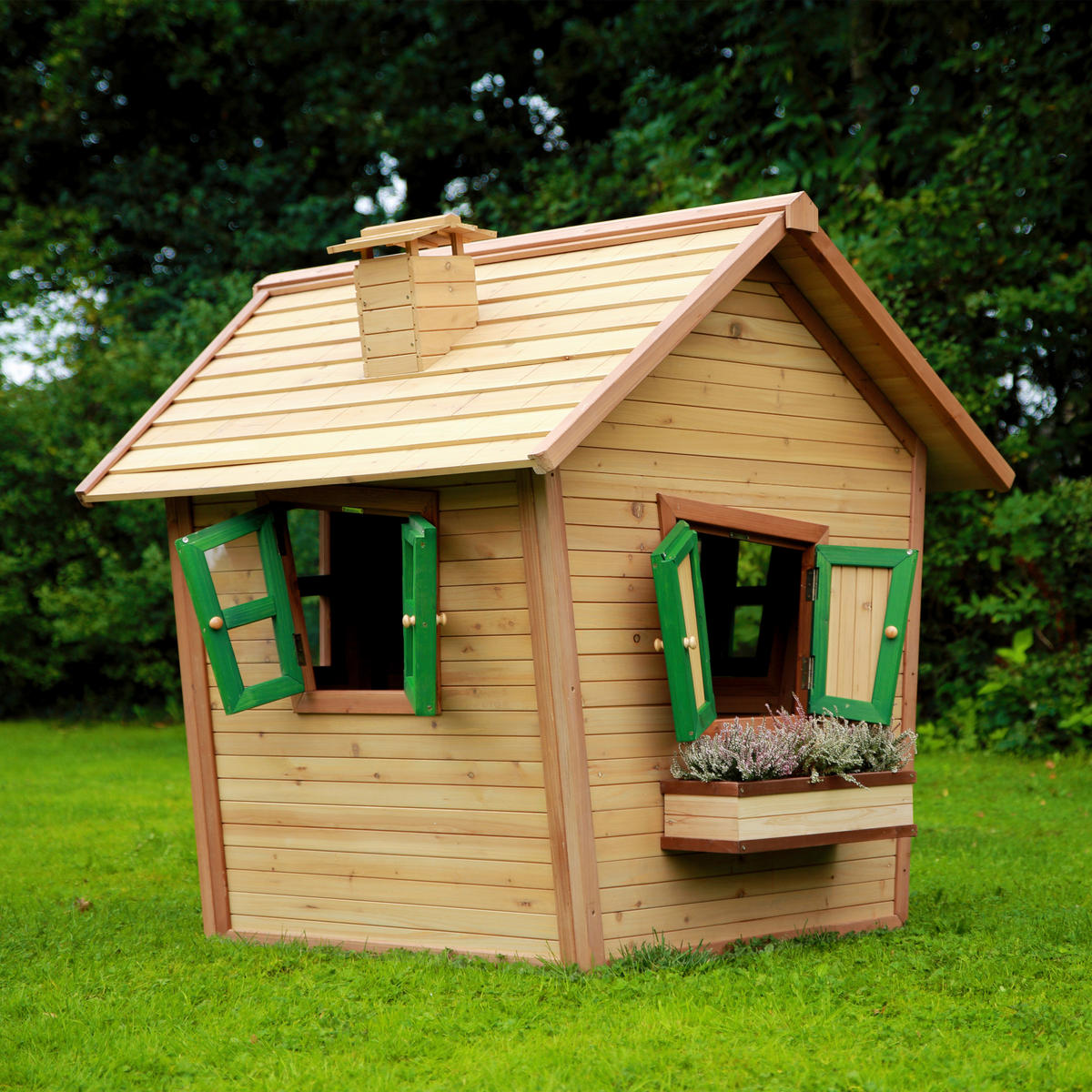 SPIELHAUS 144/146/157 cm  - Braun/Grün, KONVENTIONELL, Holz (144/146/157cm) - Ambia Garden