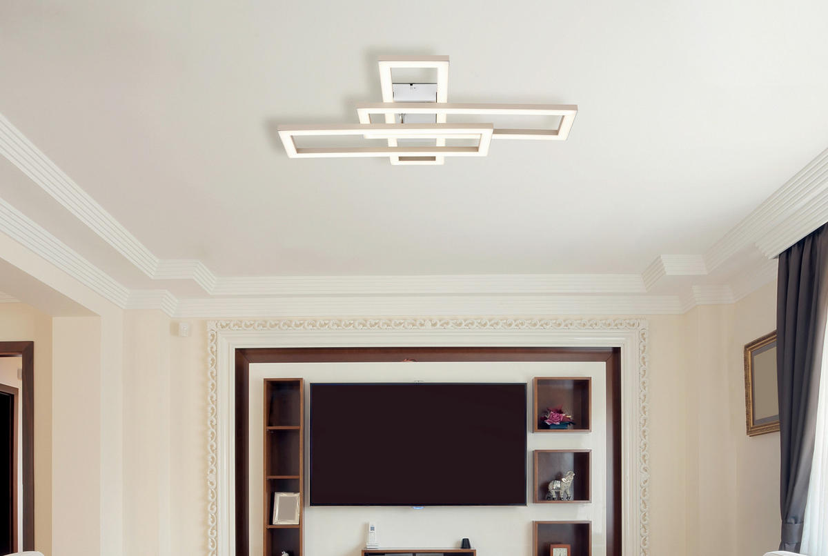 LED-DECKENLEUCHTE WILTON 55/40/7,5 cm  - Sandfarben/Weiß, Design, Kunststoff (55/40/7,5cm) - Globo