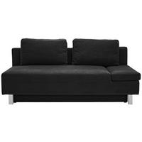 SCHLAFSOFA  mit Stoffauswahl, Schlafen auf Sitzhöhe, Armteil rechts Flachgewebe Schwarz  - Chromfarben/Schwarz, Design, Holz/Textil (205/77-93/99cm) - Novel