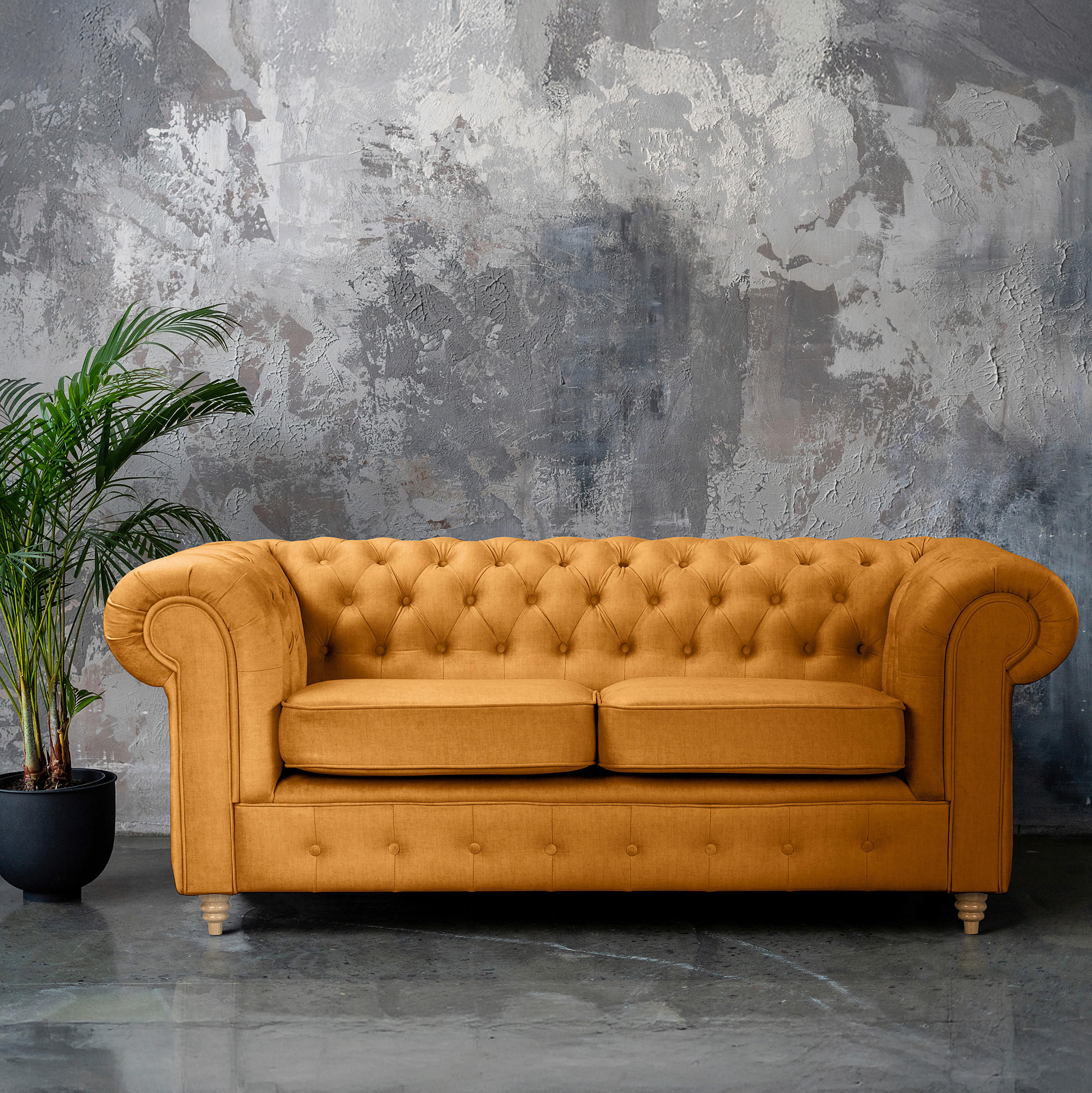 2-SITZER-SOFA Mikrofaser Bernsteinfarben  - Bernsteinfarben/Braun, Design, Holz/Textil (190/75/91cm) - P & B