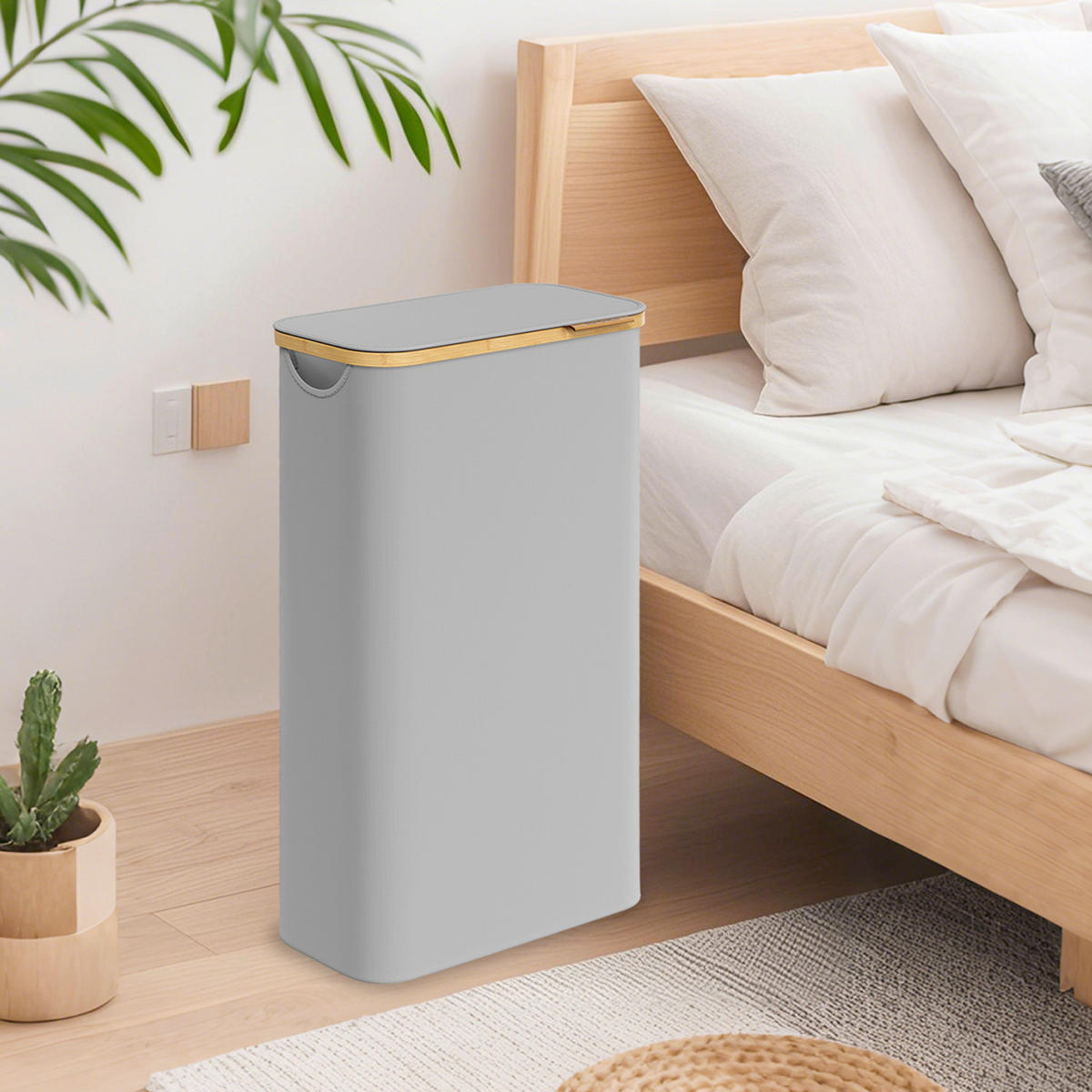 WÄSCHEKORB - Grau, Trend, Naturmaterialien/Kunststoff (42/70,5/22,5cm) - Boxxx