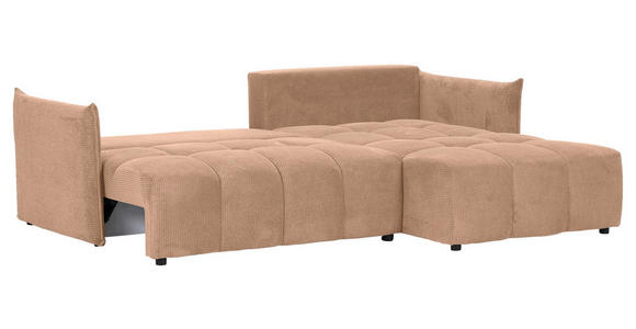 ECKSOFA Rosa Plüsch Zierkissen, Rückenkissen, Bettkasten, Schlaffunktion, Rücken echt, Liegefläche im Originalstoff  - Schwarz/Rosa, KONVENTIONELL, Kunststoff/Textil (253/192cm) - Carryhome