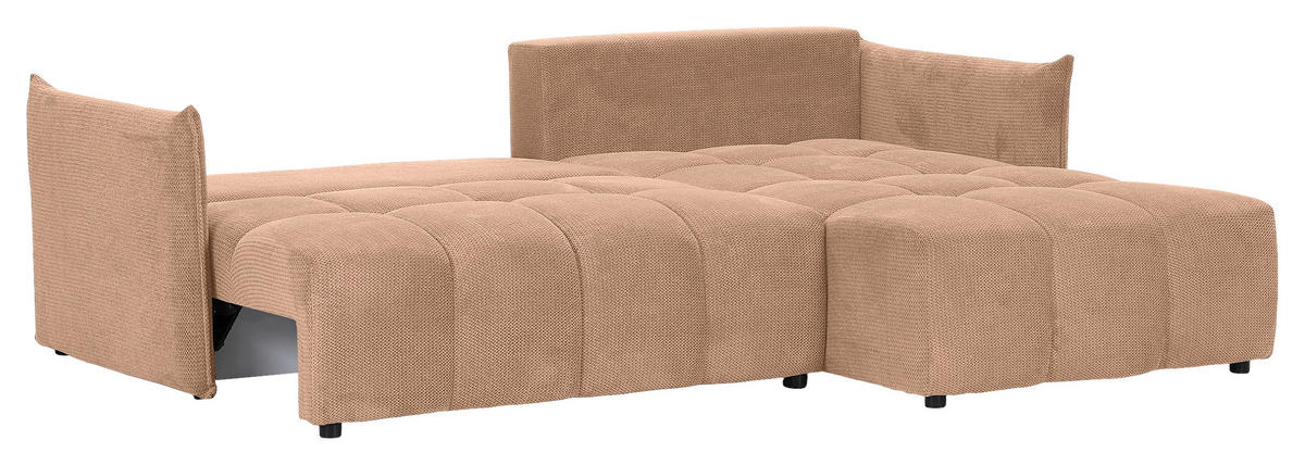 ECKSOFA Rosa Plüsch Zierkissen, Rückenkissen, Bettkasten, Schlaffunktion, Rücken echt, Liegefläche im Originalstoff  - Schwarz/Rosa, KONVENTIONELL, Kunststoff/Textil (253/192cm) - Carryhome