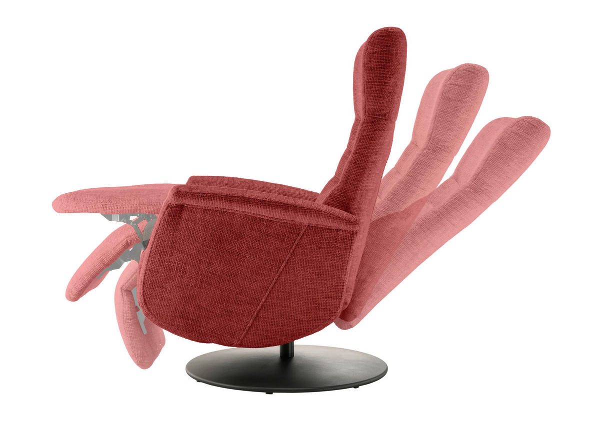 RELAXSESSEL LATINA Chenille Kopfteilverstellung, Fußteilverstellung, Rücken echt    - Rot/Schwarz, MODERN, Textil/Metall (72/118/85-165cm) - Livetastic