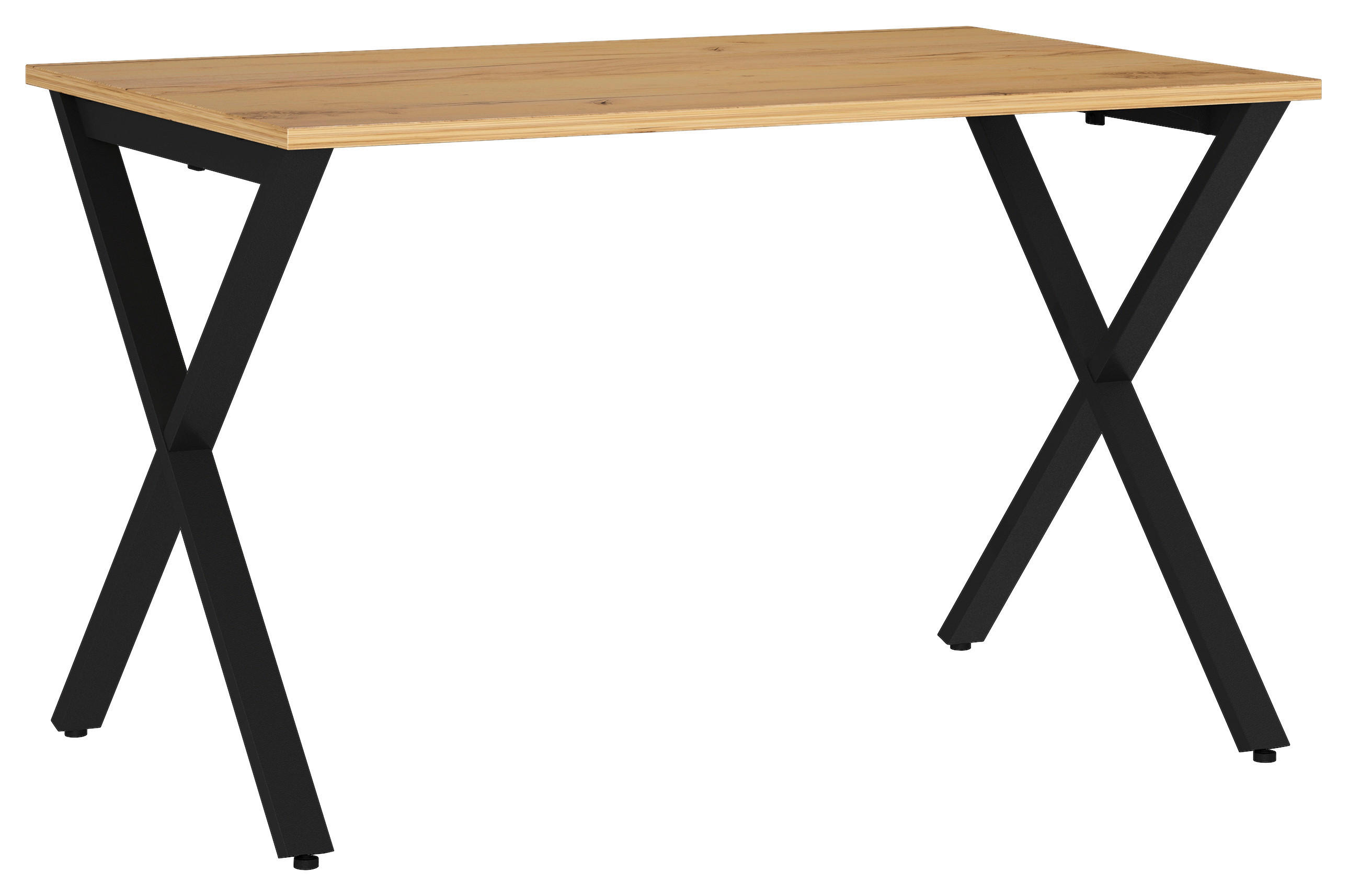 SCHREIBTISCH 120/80/75 cm Schwarz, Eichefarben, Hellbraun in verschiedenen Holz-Dekoren erhältlich, justierbare Füße  - Hellbraun/Eichefarben, MODERN, Holzwerkstoff/Metall (120/80/75cm) - Novel