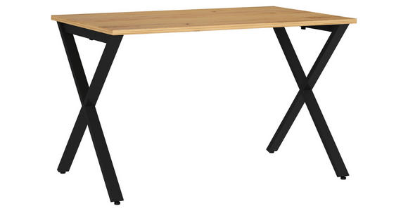 SCHREIBTISCH 120/80/75 cm Schwarz, Eichefarben, Hellbraun  - Hellbraun/Eichefarben, MODERN, Holzwerkstoff/Metall (120/80/75cm) - Novel