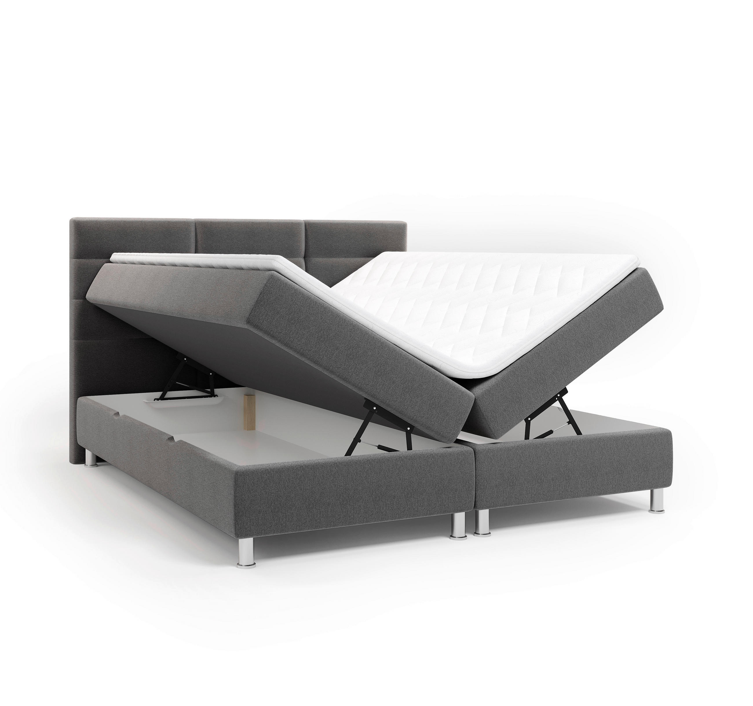 BOXBETT 160/200 cm  in Blau, Grau  - Chromfarben/Blau, KONVENTIONELL, Textil/Metall (160/200cm) - Carryhome