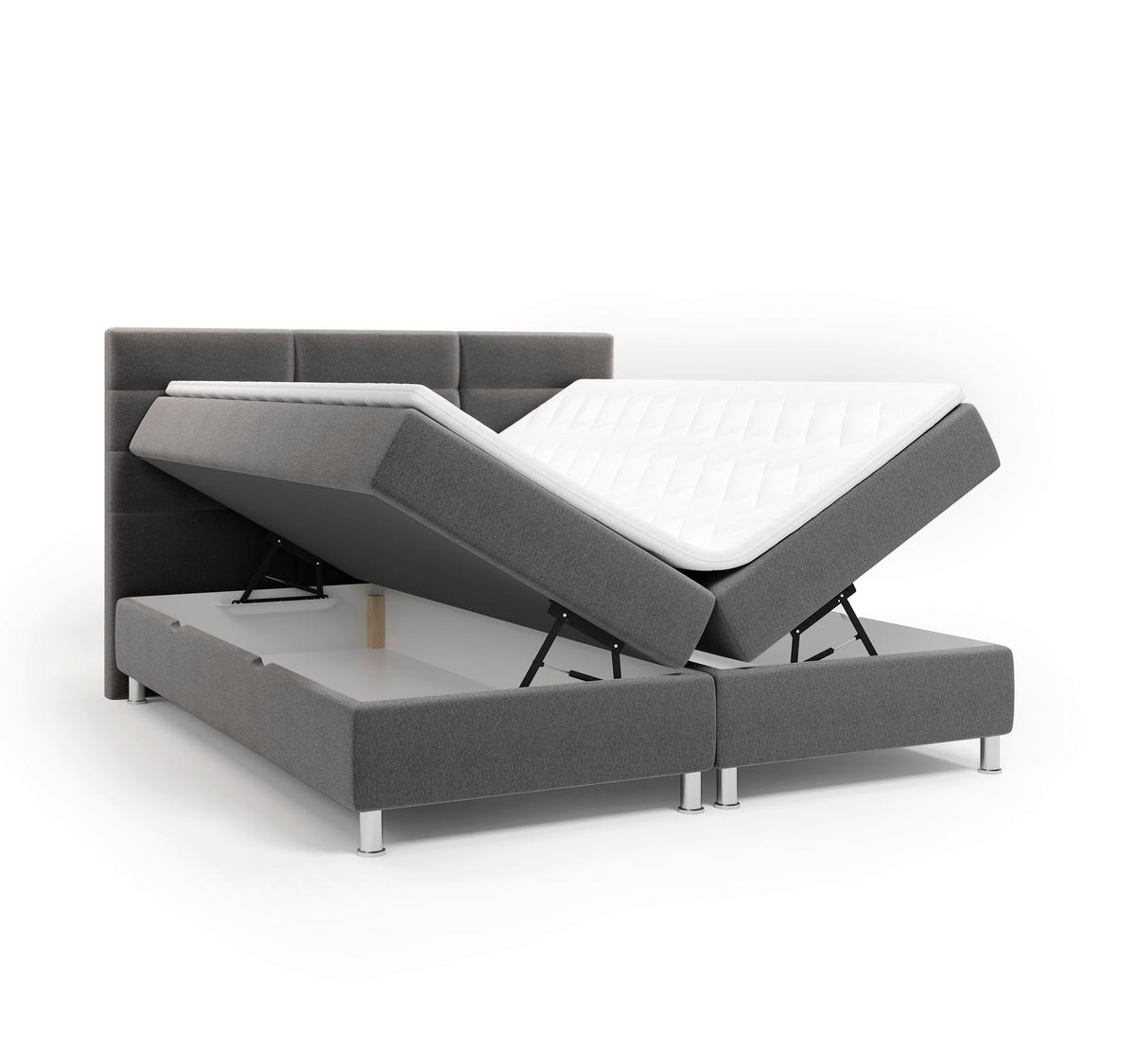 BOXBETT 160/200 cm  in Blau, Grau  - Chromfarben/Blau, KONVENTIONELL, Textil/Metall (160/200cm) - Carryhome