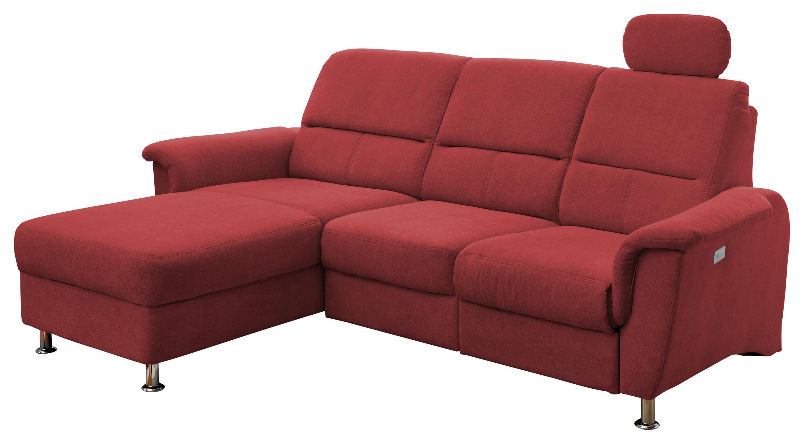 ECKSOFA Rot Mikrofaser  - Chromfarben/Rot, MODERN, Textil/Metall (165/231cm) - Livetastic