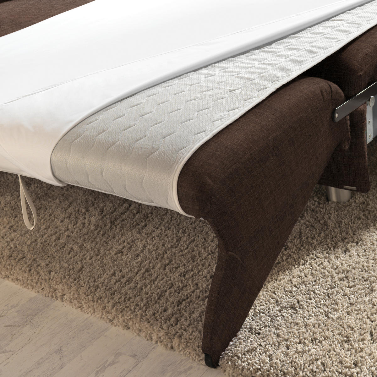 ECKSOFA in Chenille Dunkelbraun  208/227 cm  - Dunkelbraun/Alufarben, KONVENTIONELL, Textil/Metall (208/227cm) - Sedda
