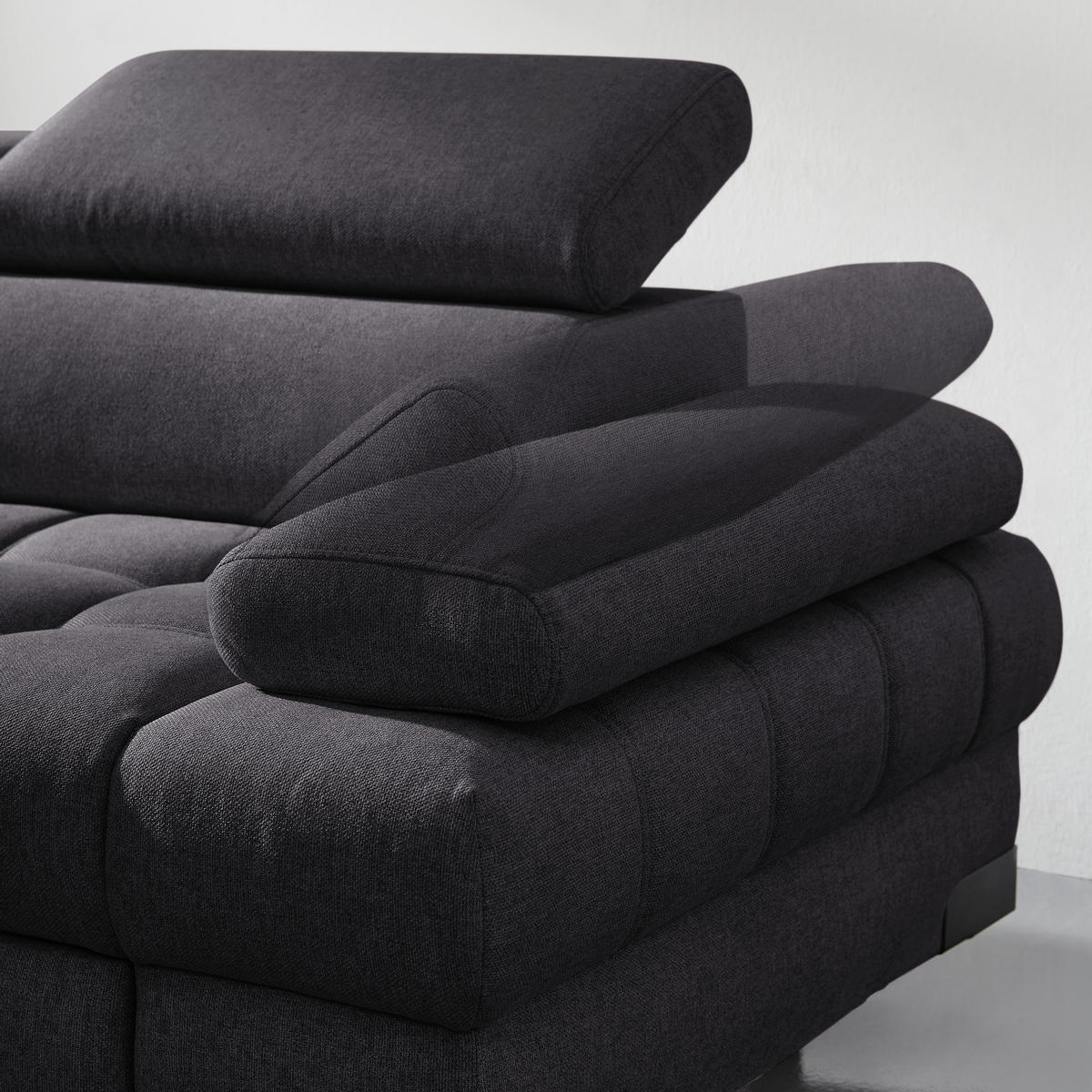 ECKSOFA in Webstoff Schwarz  - Schwarz, Design, Textil/Metall (263/223cm) - Welnova