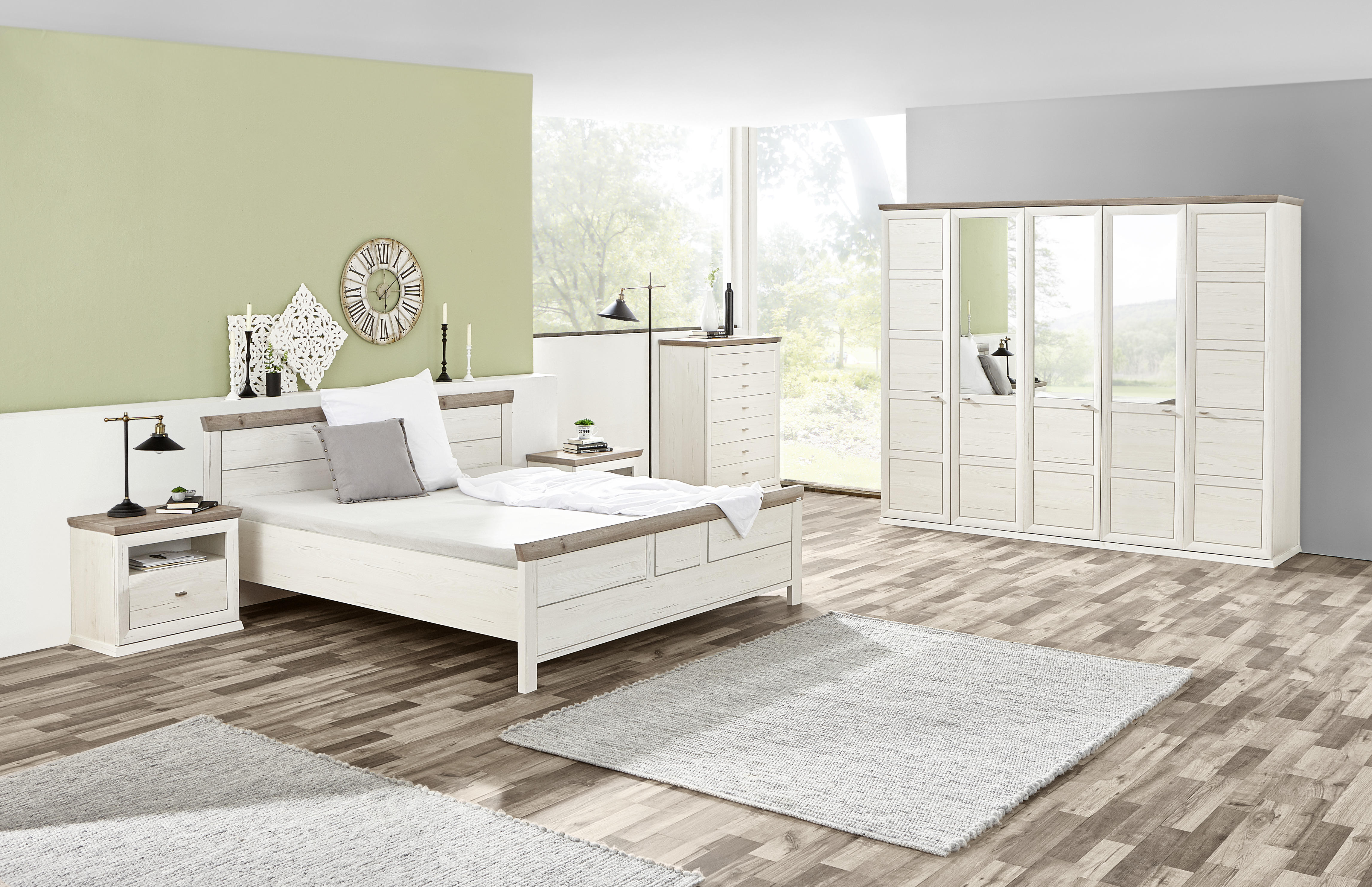 POSTEL, 180/200 cm, kompozitní dřevo, šedá, bílá - šedá/bílá, Lifestyle, kompozitní dřevo (180/200cm) - Hom`in