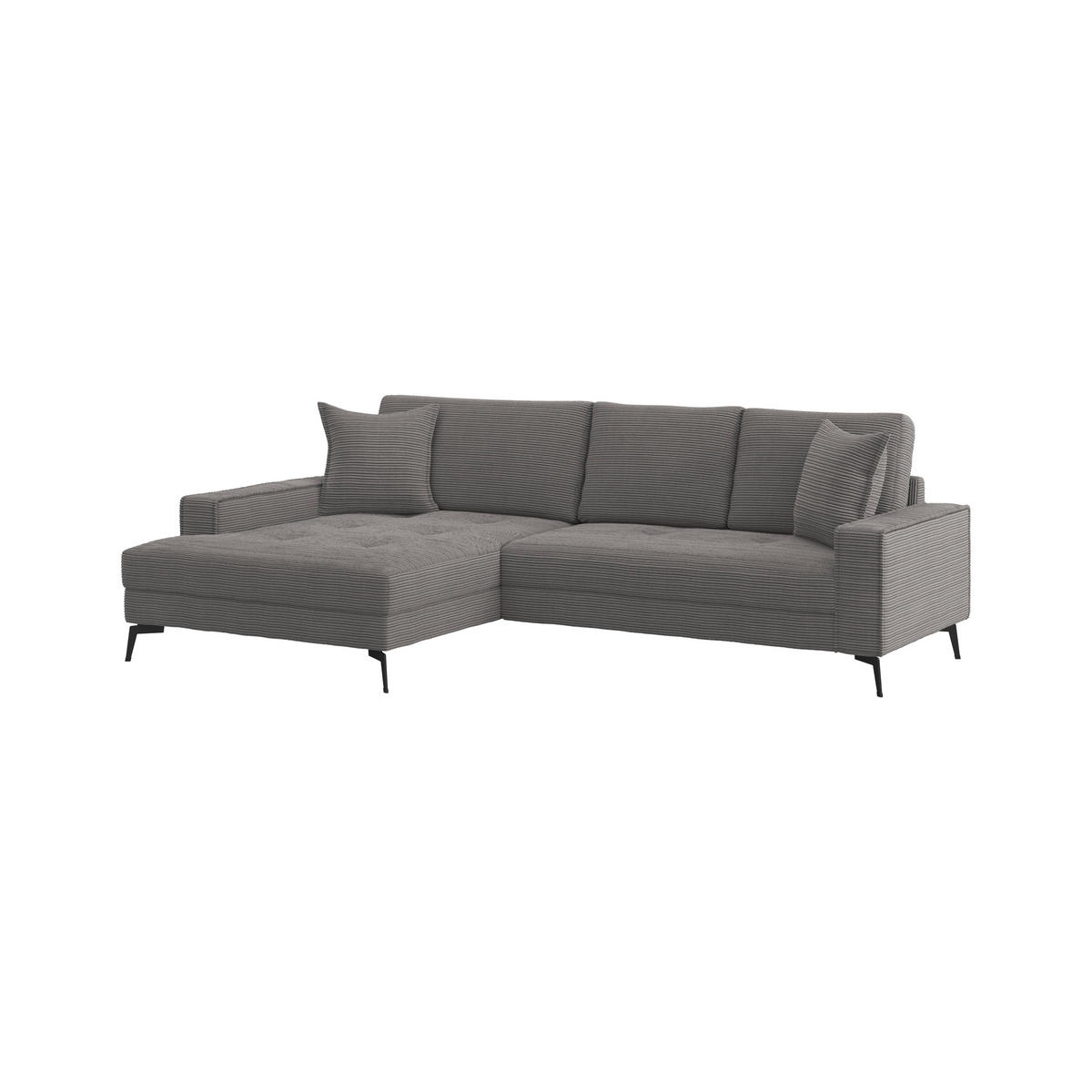 ECKSOFA ZERO Anthrazit Cord Zierkissen, Rückenkissen  - Anthrazit/Schwarz, Trend, Textil/Metall (173/286cm) - Livetastic