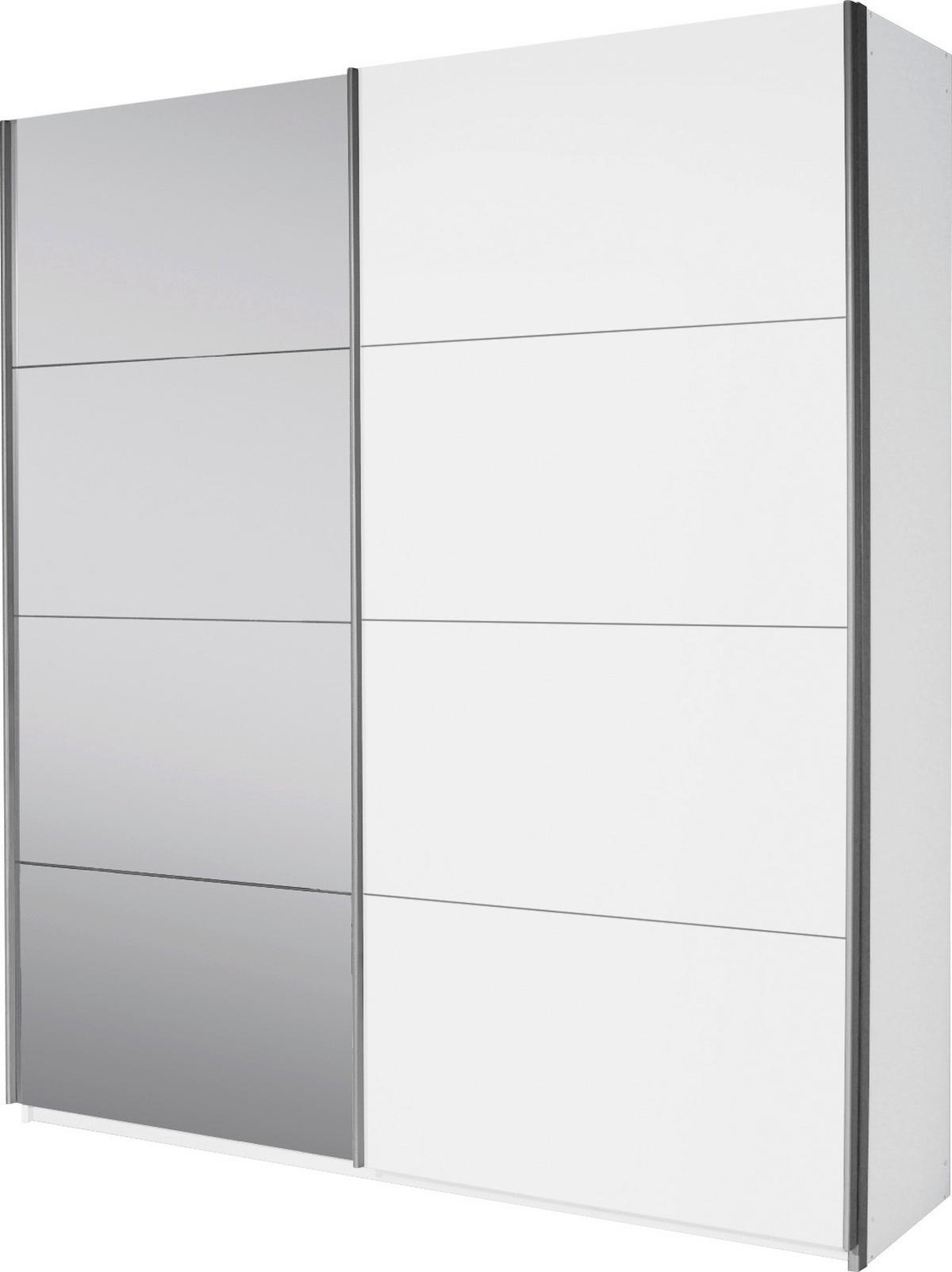 SCHWEBETÜRENSCHRANK in Weiss  - Weiss/Alufarben, Design, Glas/Holzwerkstoff (181/210/62cm) - Xora