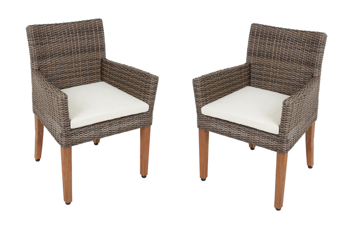 GARTENSESSEL Holz, Metall, Kunststoff, Textil Naturfarben, Beige  - Beige/Naturfarben, Basics, Holz/Kunststoff (65/87/60cm) - Gardenson