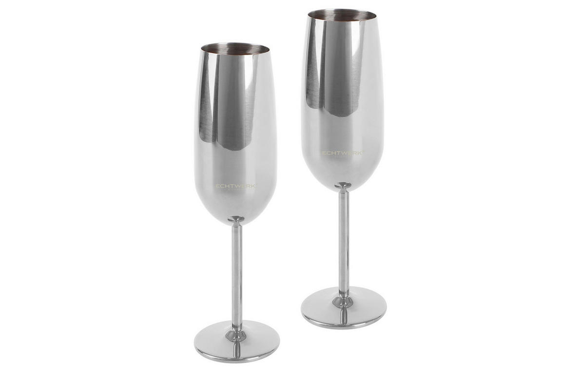 MOUSSERANDE VINGLAS 250 ml 2 delar  - stålfärgad, Basics, metall (6,3/6,3/22,5cm) - Echtwerk
