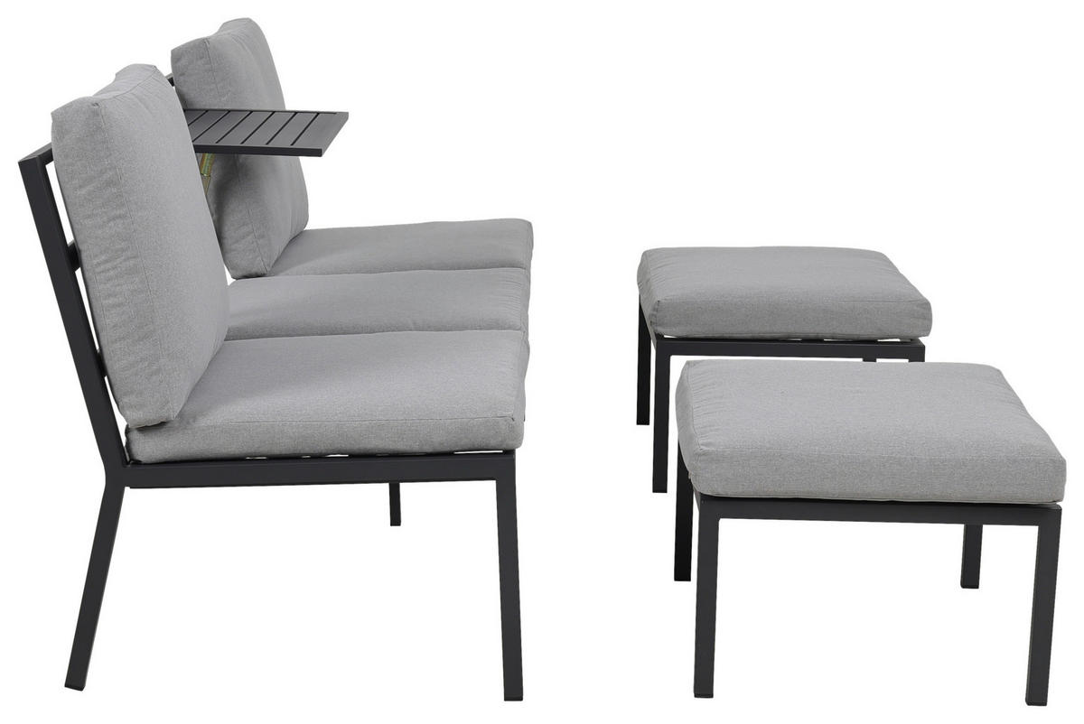 GARTENSET Webstoff Eisen  - Grau, Design, Textil/Metall (165/77/84cm) - Ambia Garden