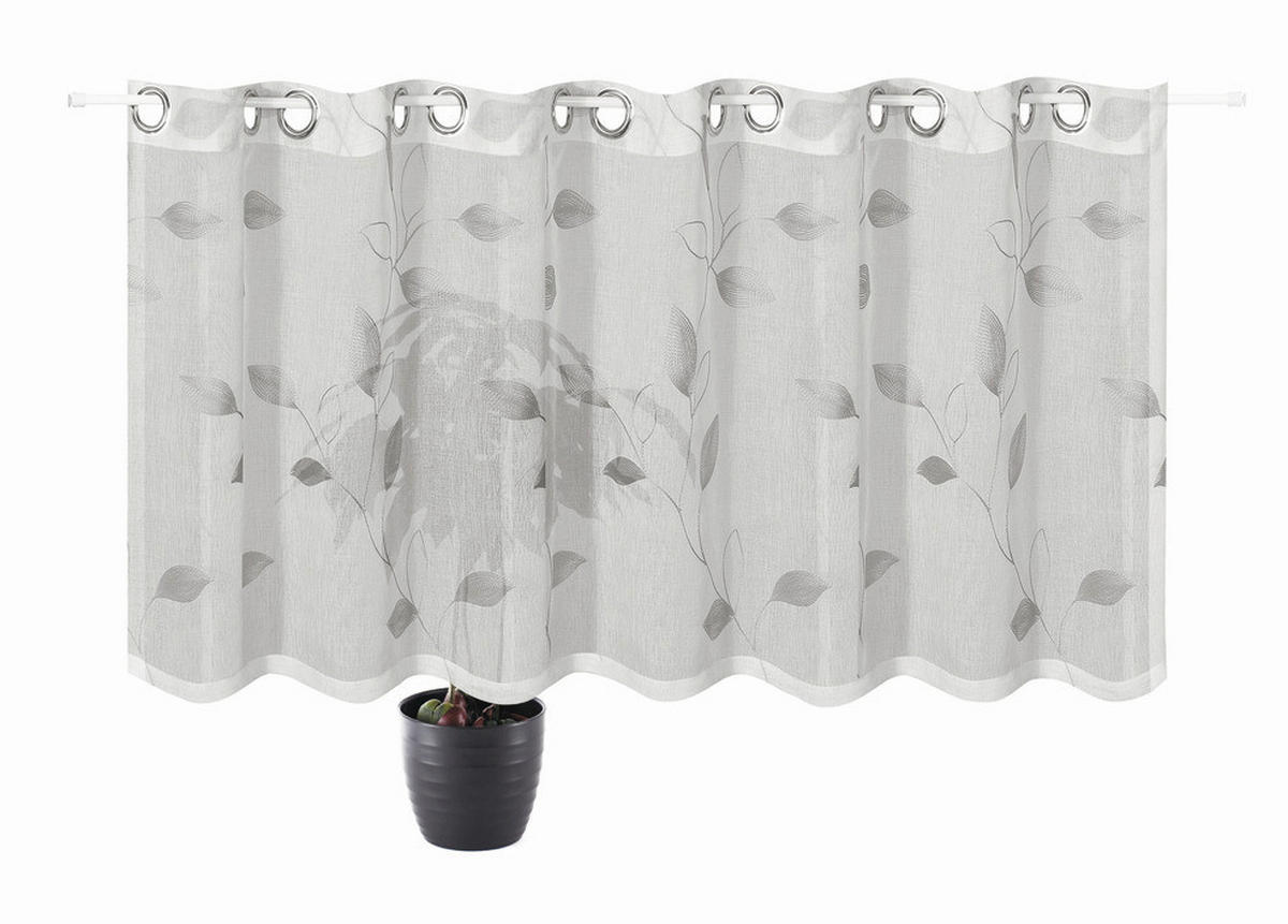 KURZGARDINE   150/50 cm   - Silberfarben/Weiß, Natur, Textil (150/50cm)