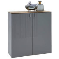 HÄNGESCHUHSCHRANK Eiche furniert Grau, Eichefarben  - Eichefarben/Grau, Design, Holz/Holzwerkstoff (93/94/36cm) - Dieter Knoll