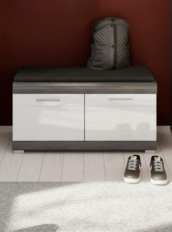 SITZBANK Scout  in 90/44/40 cm  - Chromfarben/Weiß Hochglanz, Design, Holzwerkstoff/Kunststoff (90/44/40cm) - MID.YOU
