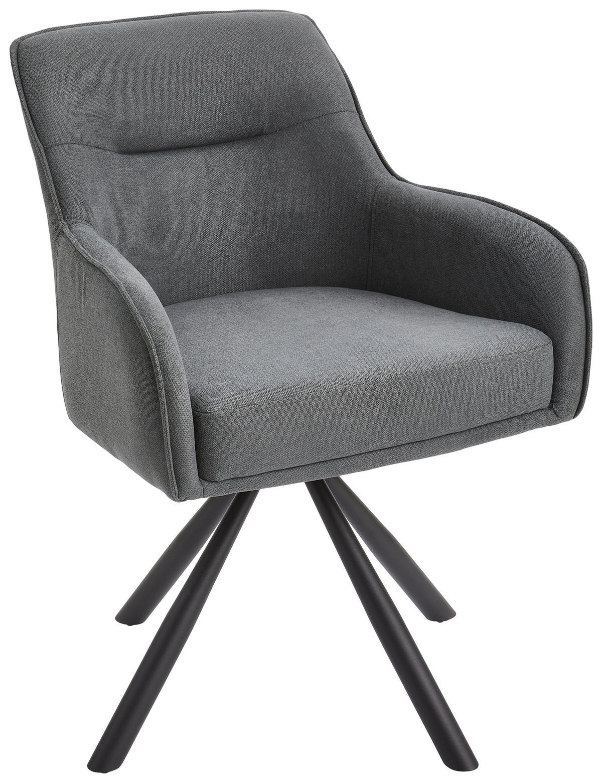 ARMLEHNSTUHL  in Eisen Webstoff  - Schwarz/Grau, Modern, Textil/Metall (62/84/62cm) - Livetastic