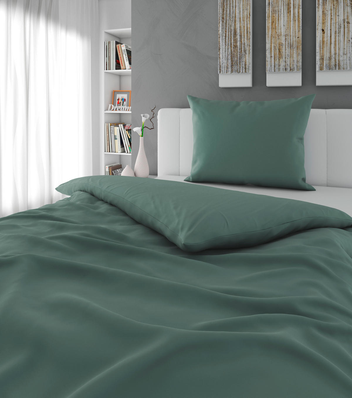 BETTWÄSCHE 2-teilig 140/200 cm  - Grün, KONVENTIONELL, Textil (140/200cm) - Esposa