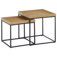 SET STOČIĆA ZA KAFU  crna, boja hrasta  - boja hrasta/crna, Dizajnerski, drvo/metal (50/50/50cm) - Novel