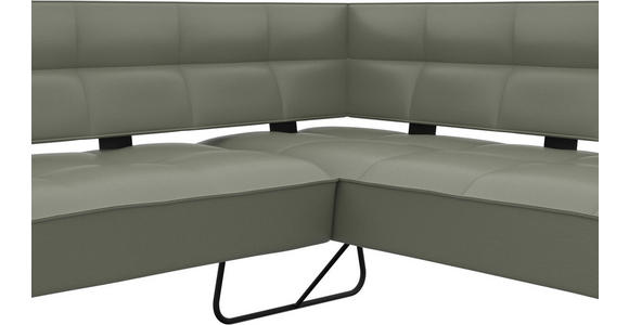 ECKBANK 227/165 cm  in Graugrün  - Schwarz/Graugrün, Design, Leder/Metall (227/165cm) - Moderano