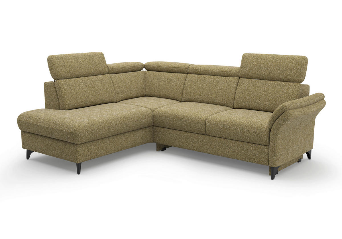 ECKSOFA Chenille Olivgrün  - Schwarz/Olivgrün, Konventionell, Textil/Metall (193/247cm) - Sit & More