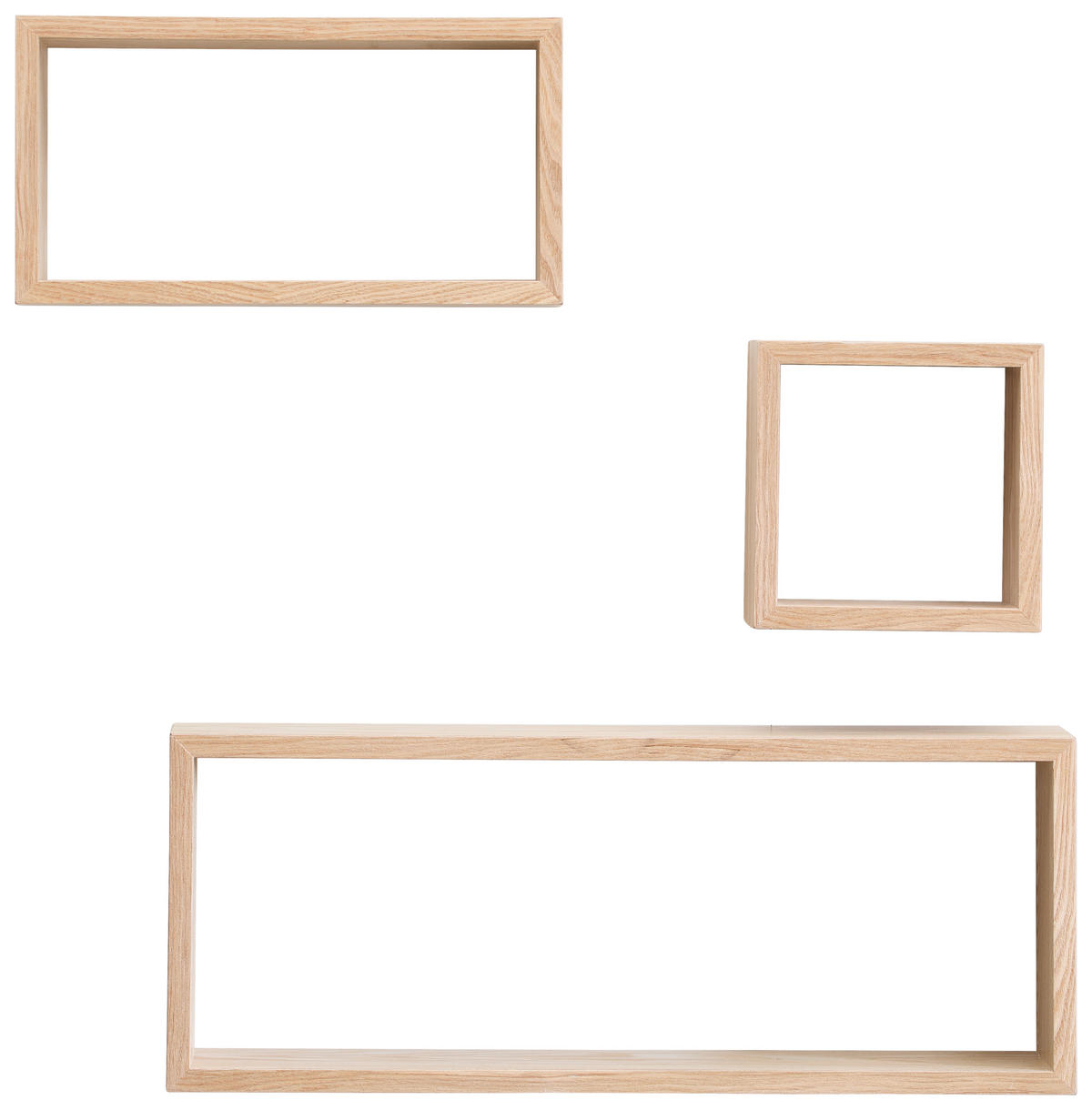 SADA NÁSTĚNNÝCH REGÁLŮ, barvy dubu - barvy dubu, Basics, kompozitní dřevo (19,5/19,5/12cm) - Carryhome