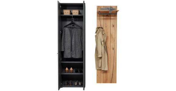 GARDEROBE in 128,8/205,5/37,1 cm - Wildeiche/Grau, Design, Glas/Holz (128,8/205,5/37,1cm) - Dieter Knoll