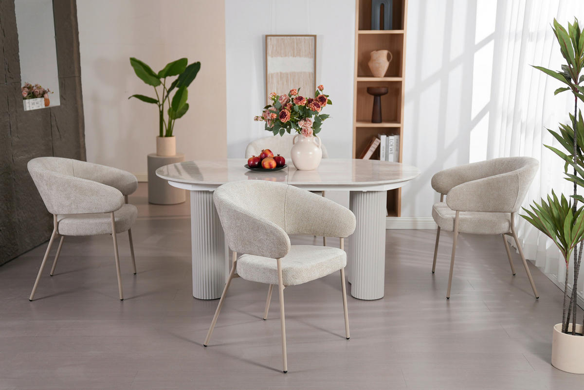 ARMLEHNSTUHL  in Eisen Chenille  - Beige, LIFESTYLE, Holz/Textil (60/81/60cm) - Livetastic