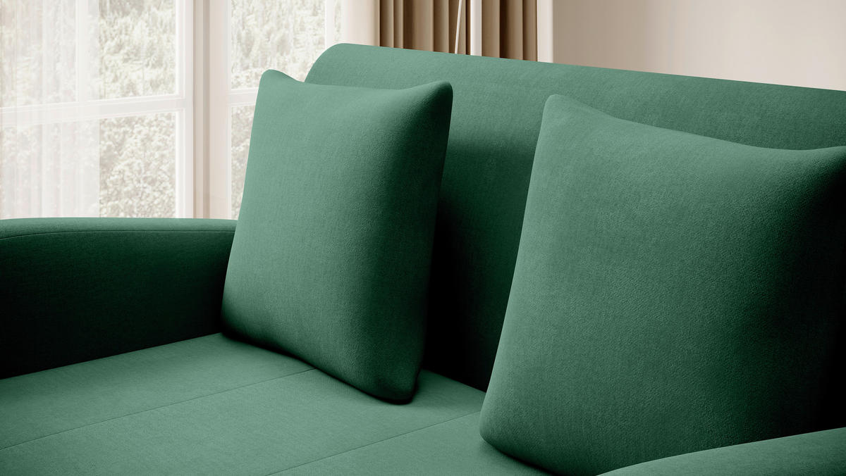SCHLAFSOFA Samt Grün  - Schwarz/Grün, Design, Kunststoff/Textil (244/97/97cm) - MID.YOU