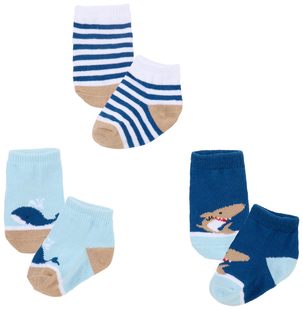 SOCKEN 3 Stück  - Blau/Braun, Basics, Textil (0-6 Mnull) - Patinio