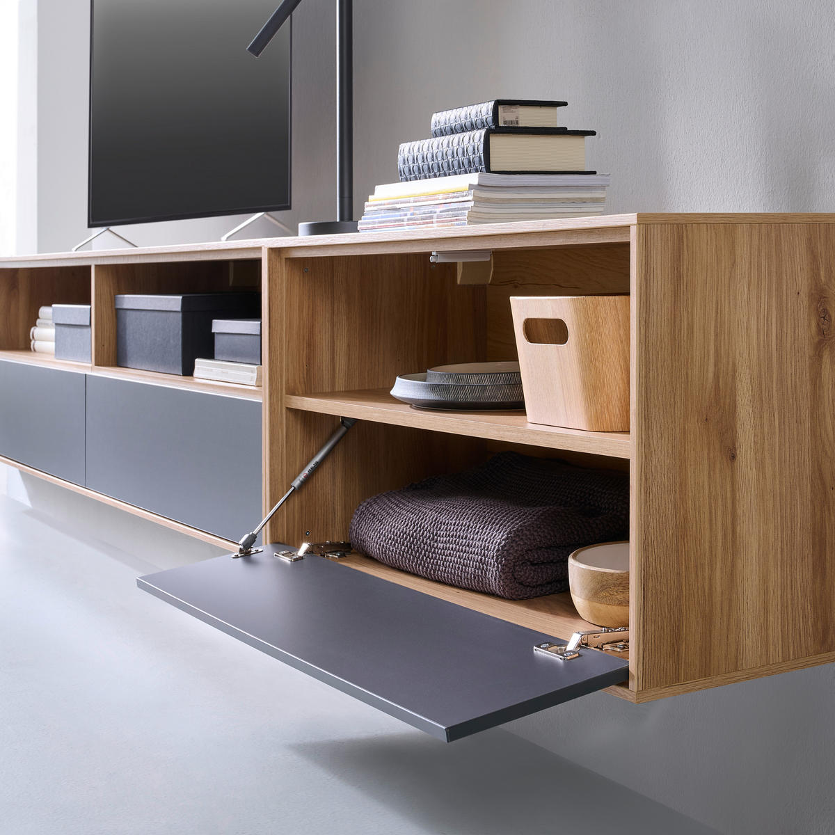 KLAPPE 87,8/23/1,5 cm   - Graphitfarben, Design, Holzwerkstoff (87,8/23/1,5cm) - home24