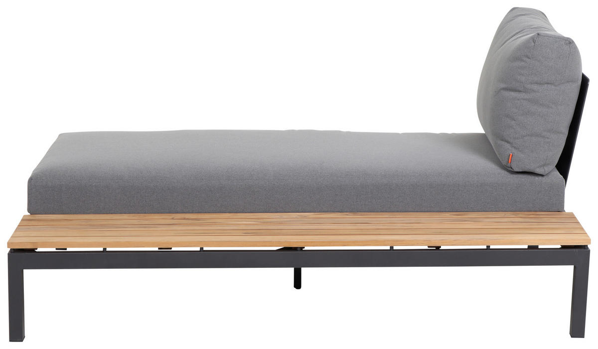 LOUNGEGARNITUR Teakholz massiv Aluminium  - Anthrazit/Grau, KONVENTIONELL, Holz/Textil (252/84/354cm) - Siena Garden
