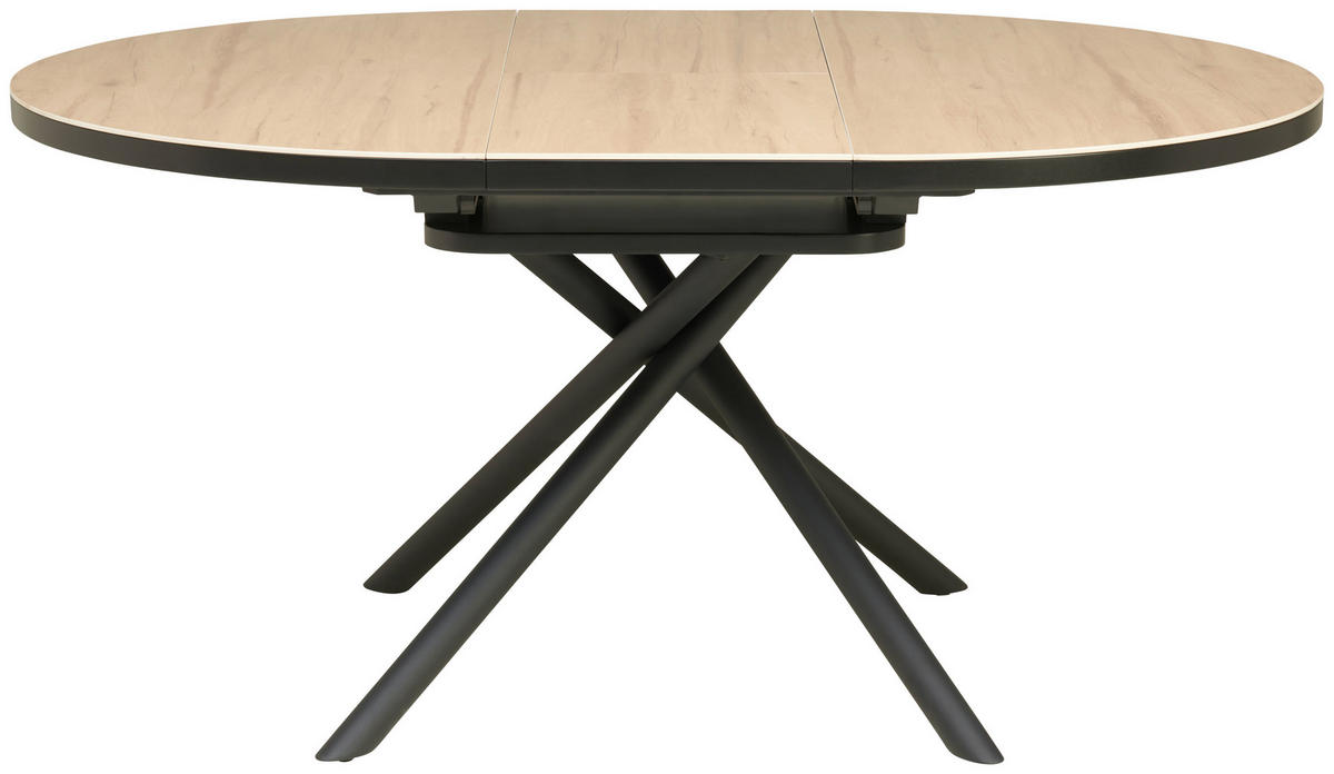 ESSTISCH Schwarz, Bernsteinfarben rund  ausziehbar  - Bernsteinfarben/Schwarz, LIFESTYLE, Keramik/Holzwerkstoff (120-160/76/120cm) - MID.YOU