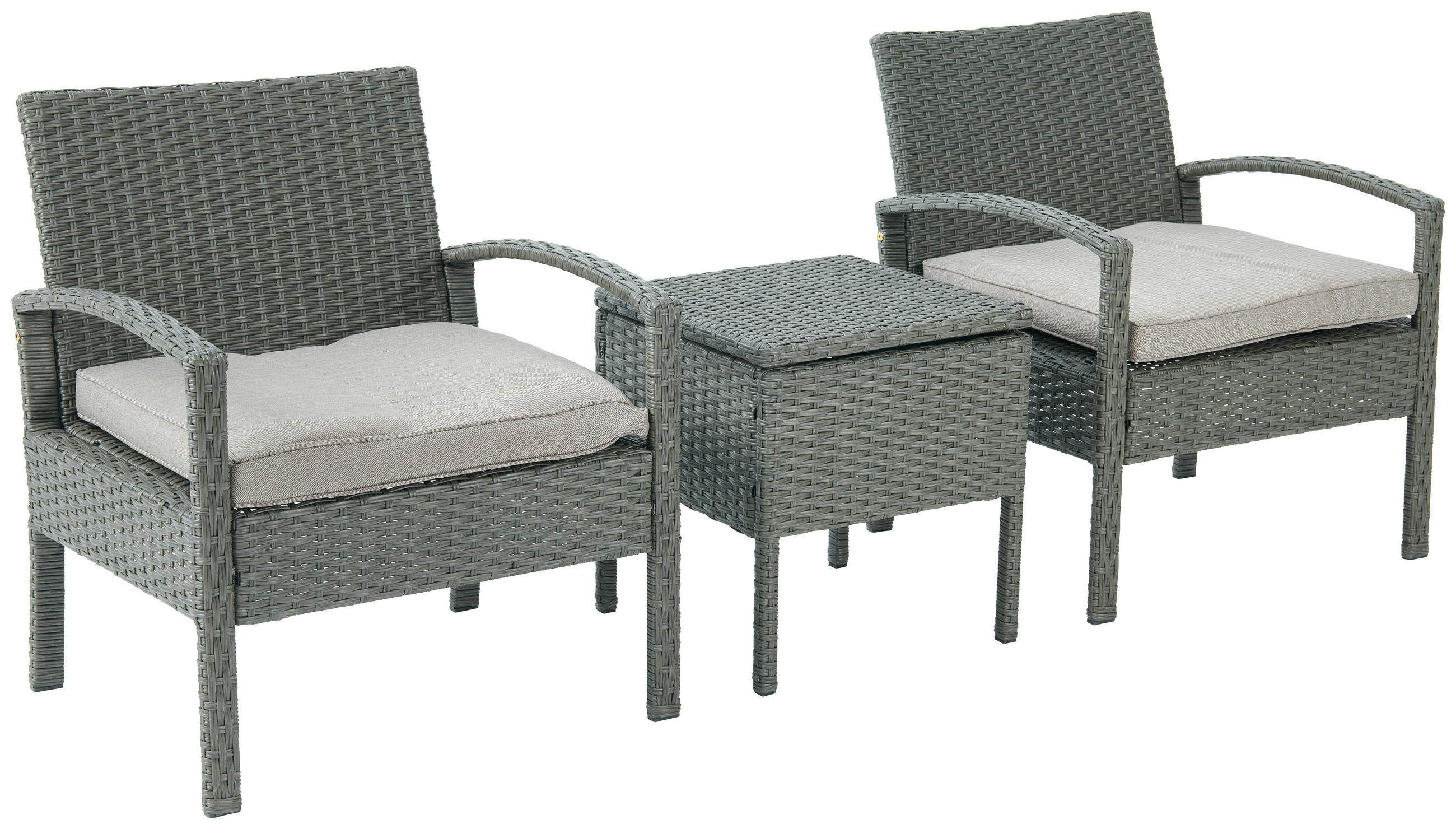 BALKONSET   - Dunkelgrau/Grau, Modern, Kunststoff/Textil - Luca Bessoni