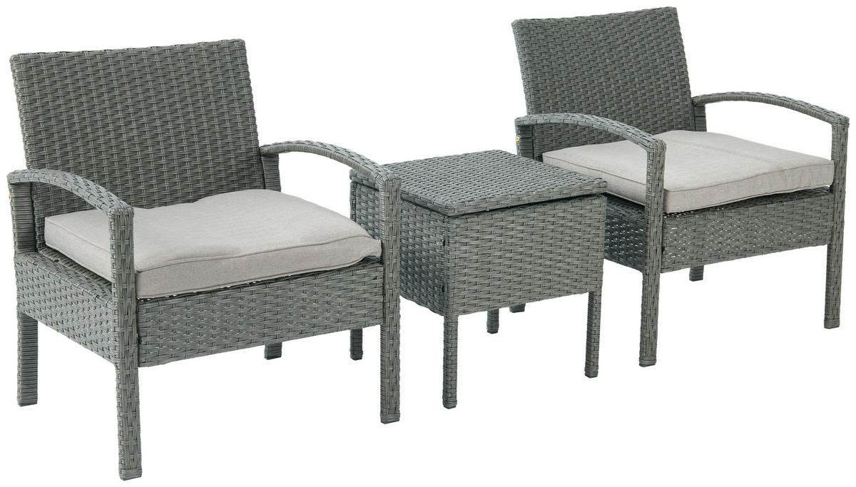 BALKONSET  - Dunkelgrau/Grau, MODERN, Kunststoff/Textil - Ambia Garden