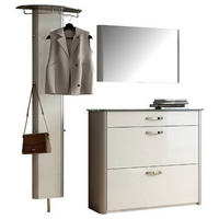 GARDEROBE 3-teilig  in 200/192/34 cm  - Weiss Hochglanz/Alufarben, Design, Glas/Holzwerkstoff (200/192/34cm) - Moderano