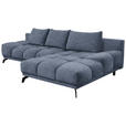 ECKSOFA in Chenille Dunkelblau  - Schwarz/Dunkelblau, MODERN, Textil/Metall (290/182cm) - Hom`in