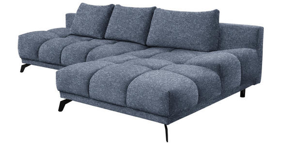 ECKSOFA in Chenille Dunkelblau  - Schwarz/Dunkelblau, MODERN, Textil/Metall (290/182cm) - Hom`in