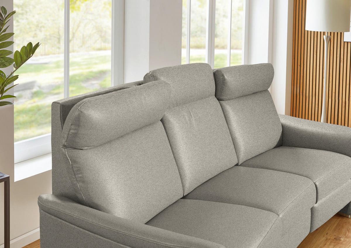 TRAPEZSOFA  in Flachgewebe Schilfgrün  - Schilfgrün/Alufarben, KONVENTIONELL, Textil/Metall (218/107/103cm) - Beldomo Comfort