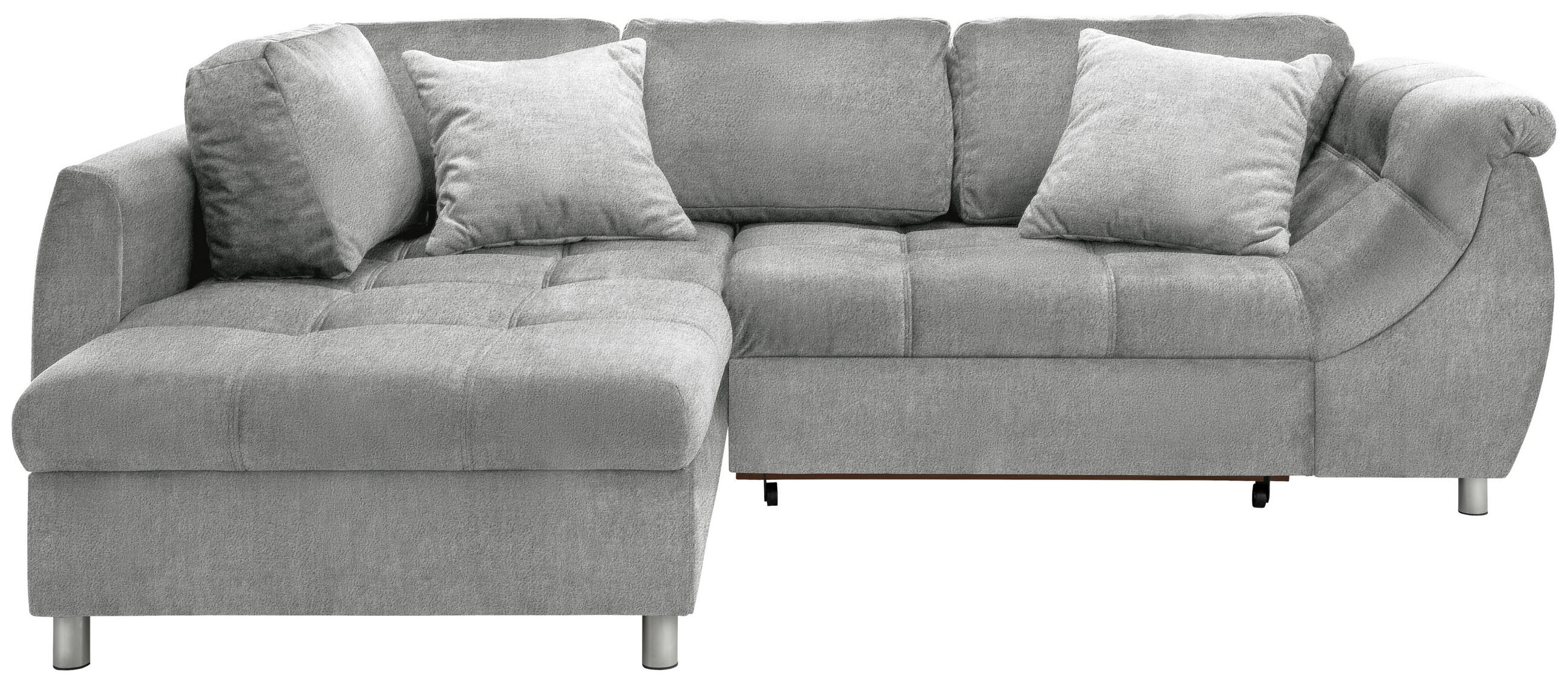 ECKSOFA  in Mikrofaser Silberfarben  - Chromfarben/Silberfarben, Design, Kunststoff/Textil (190/250cm) - Livetastic