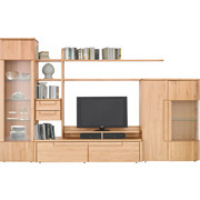 WOHNWAND in - Erlefarben/Schwarz, Natur, Glas/Holz (353,1/216/52cm) - Escando Natürlich Wo