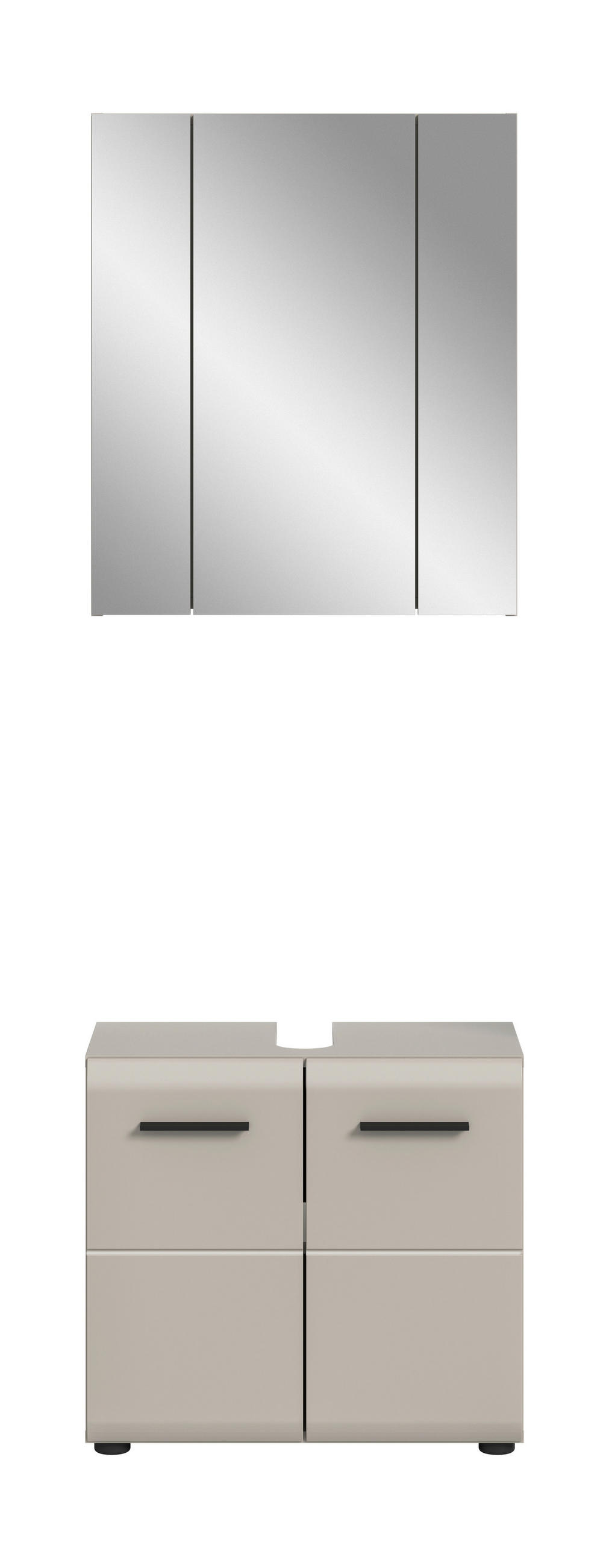 BADEZIMMER 2-teilig  in 60 cm  - Kaschmir/Schwarz, Trend, Glas/Holzwerkstoff (60cm) - MID.YOU