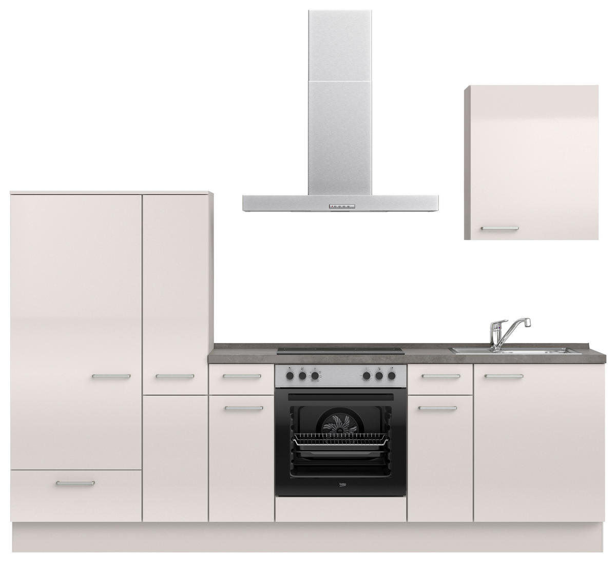KÜCHENBLOCK Flash 270 cm  in Schieferfarben, Seidengrau  - Schieferfarben/Edelstahlfarben, MODERN, Holzwerkstoff/Metall (270cm) - Nobilia
