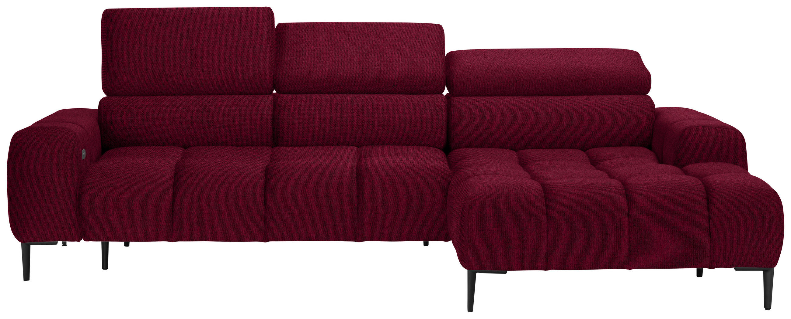 ECKSOFA in Webstoff Rot  - Rot/Schwarz, Design, Textil/Metall (270/177cm) - Welnova