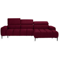 ECKSOFA in Webstoff Rot  - Rot/Schwarz, Design, Textil/Metall (270/177cm) - Welnova