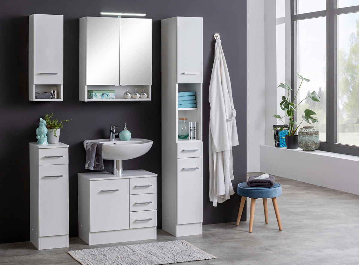 HÄNGESCHRANK 25/71/20 cm  - Silberfarben/Weiß, MODERN, Holzwerkstoff/Metall (25/71/20cm) - Held